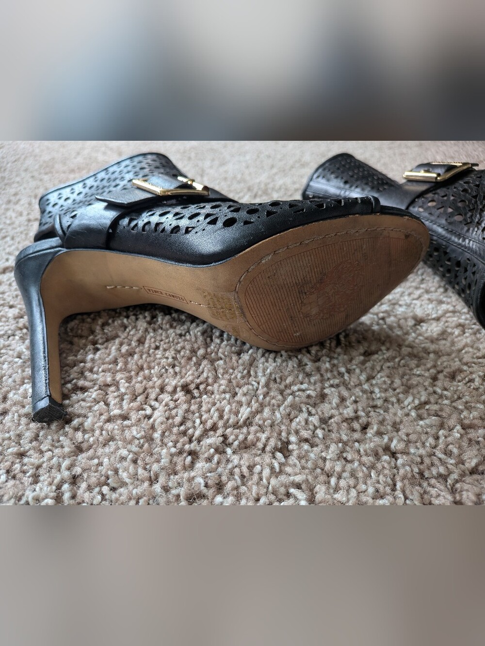 Vince Camuto Black Peep-toe Booties Women's 8.5 - Picture 11 of 15